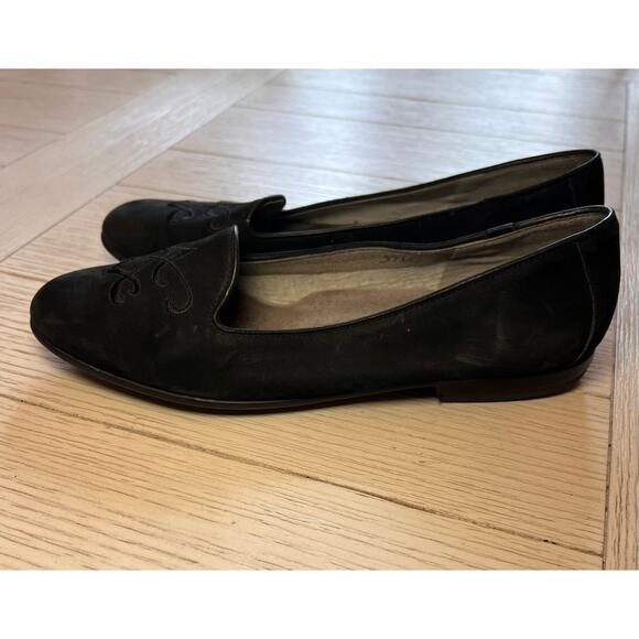 Comfort by Rockport black suede leather slip on‎ flats w/ embroidered toe. Sz 8 - Picture 5 of 7
